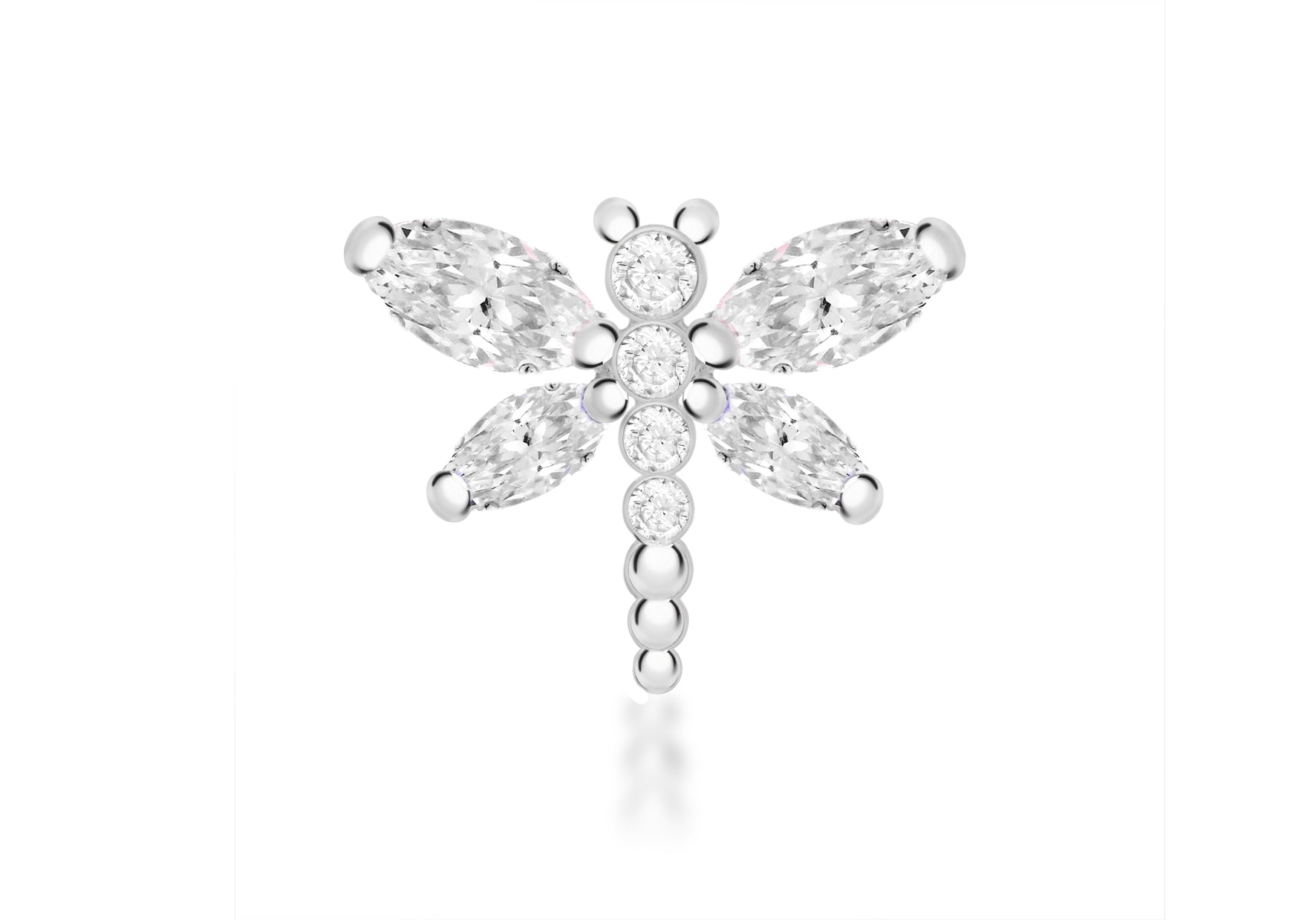 Sterling Silver White Zirconia Dragonfly Pendant