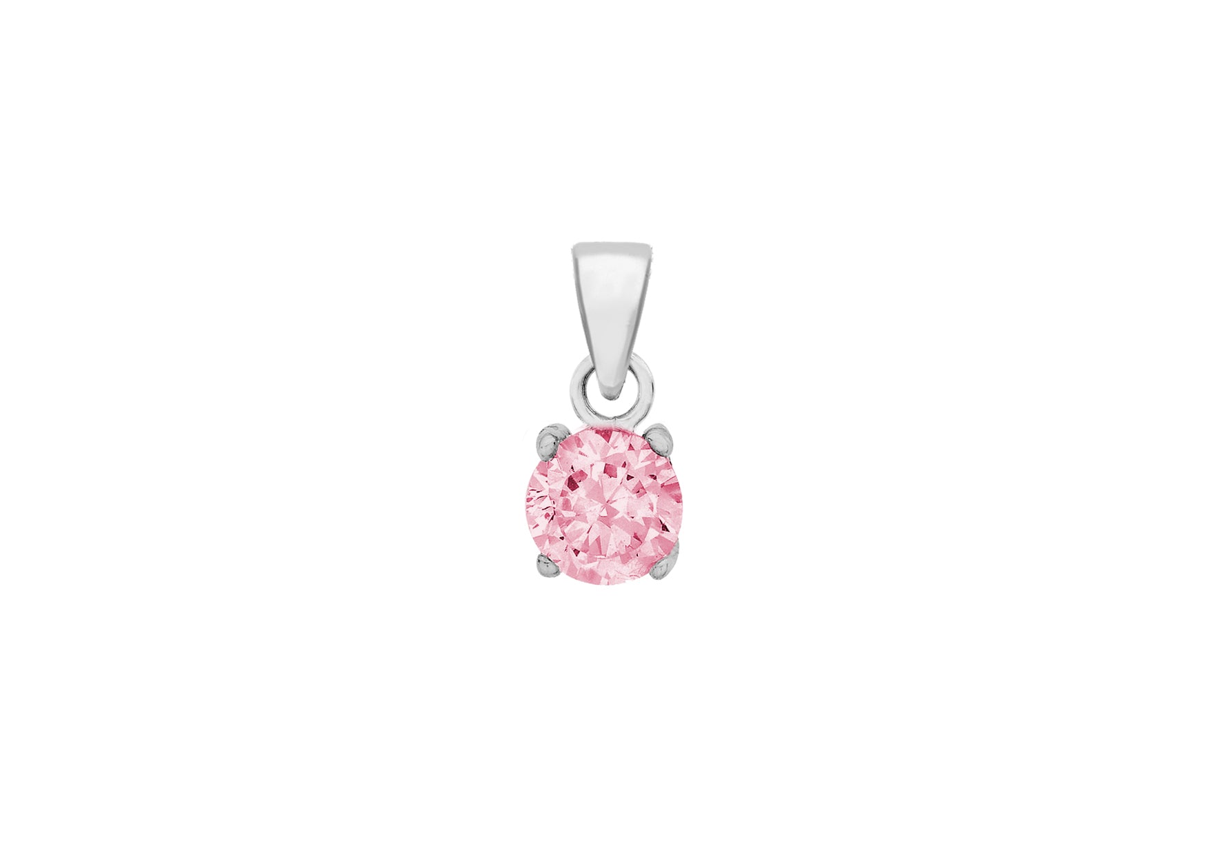 Sterling Silver 5mm Round Pink Zirconia Pendant