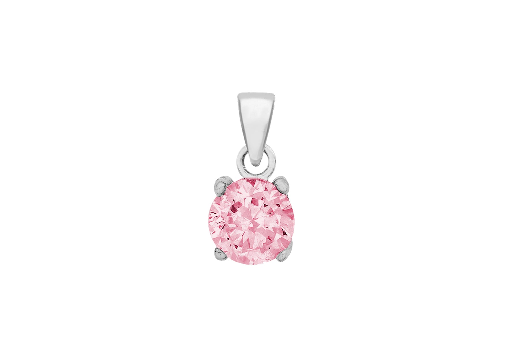 Sterling Silver 7mm Round Pink Zirconia Pendant