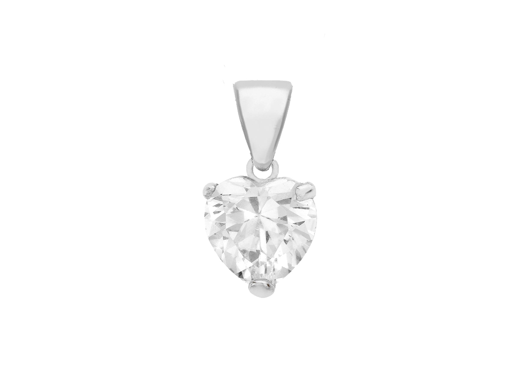 SILVER 7MM HEART W/Zirconia Pendant