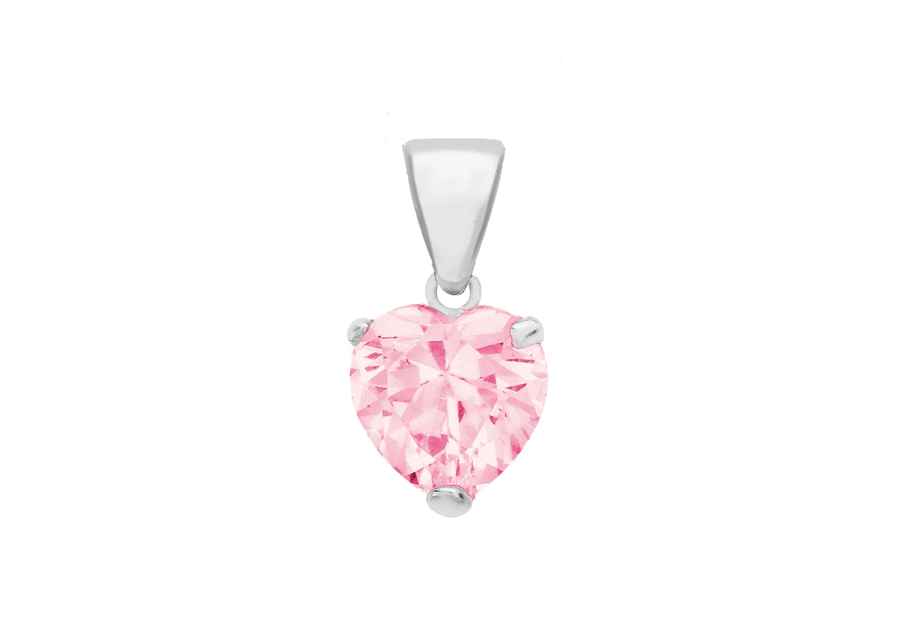 Sterling Silver 5mm Pink Zirconia Heart Pendant