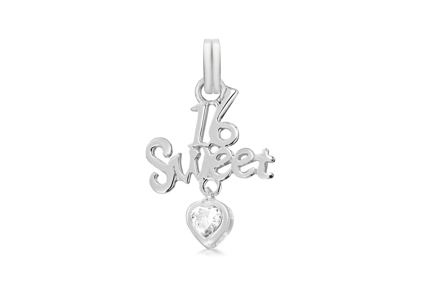 Sterling Silver White Zirconia Sweet 16 Pendant