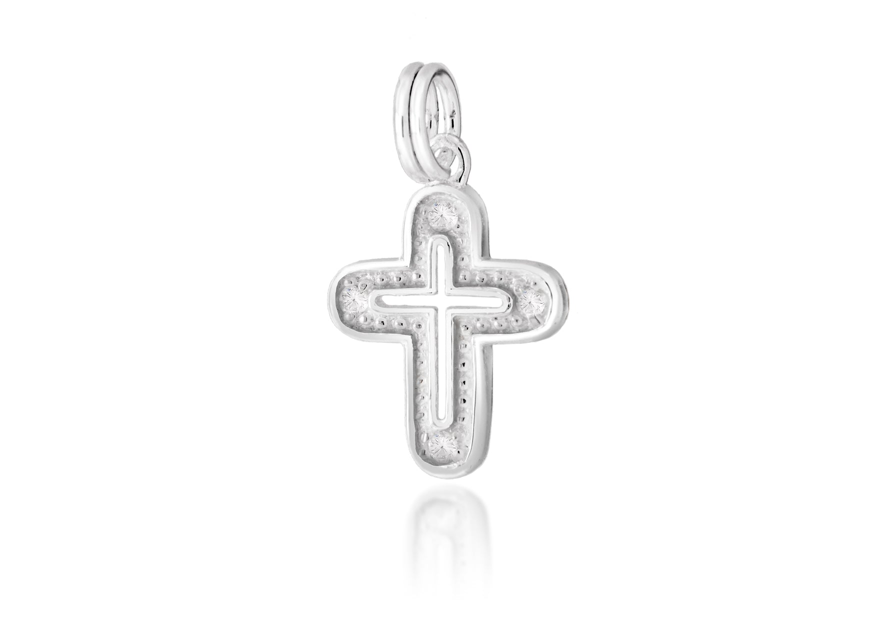 Sterling Silver CutoCut Zirconia Cross Pendant