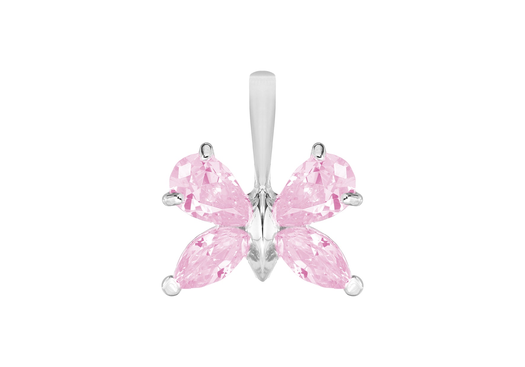 Sterling Silver Pink Zirconia Butterfly Pendant