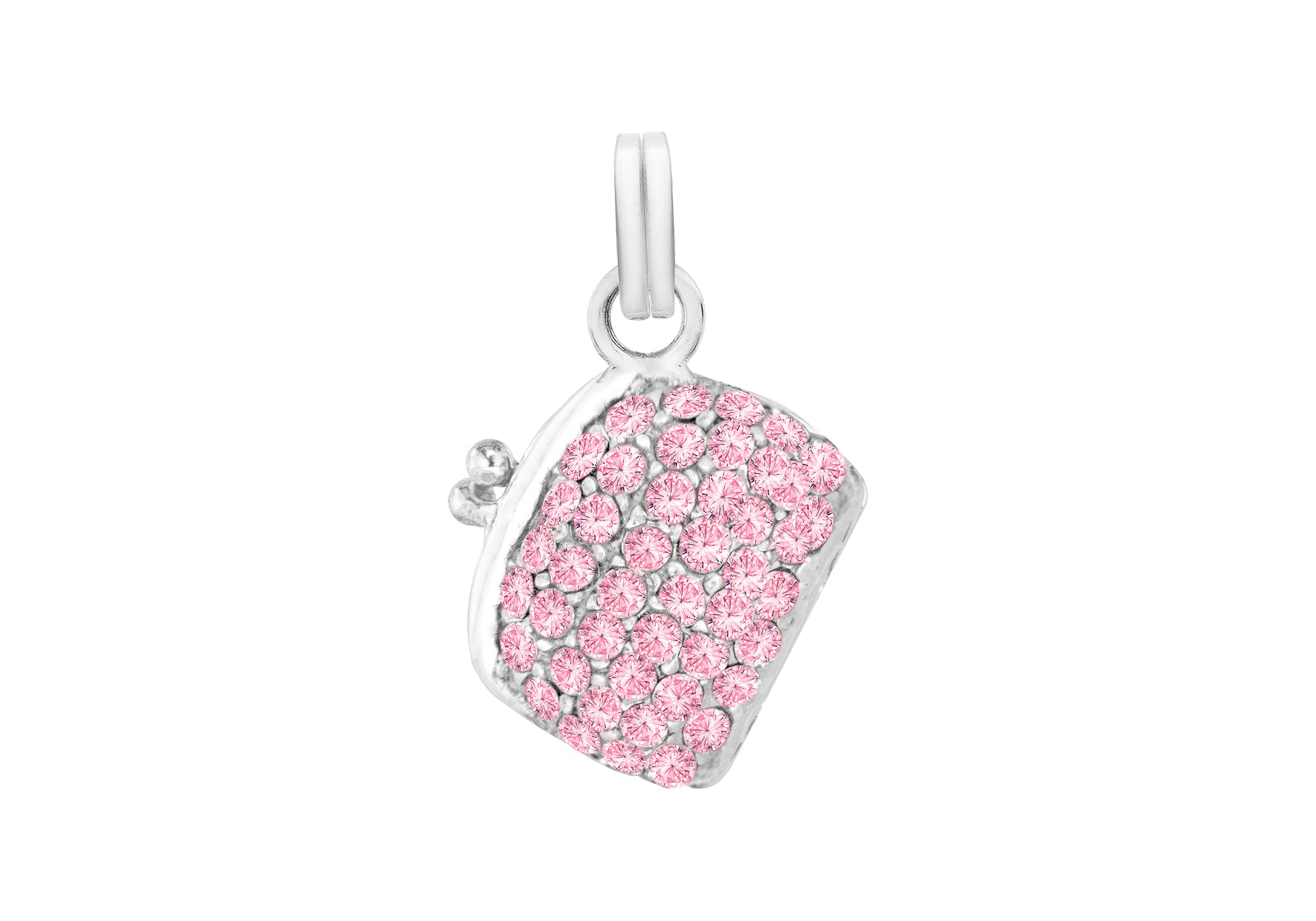 Sterling Silver Pink Zirconia Handbag Pendant