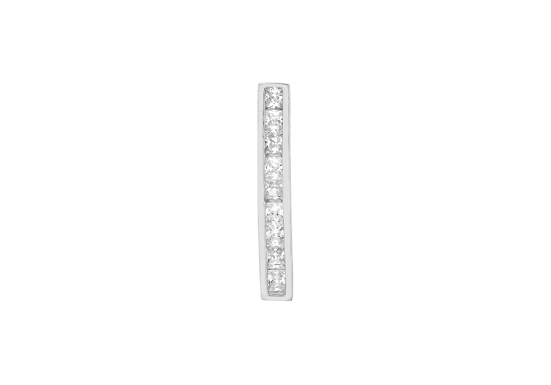 Sterling Silver Rhodium Plated Zirconia Bar Drop Slider Pendant