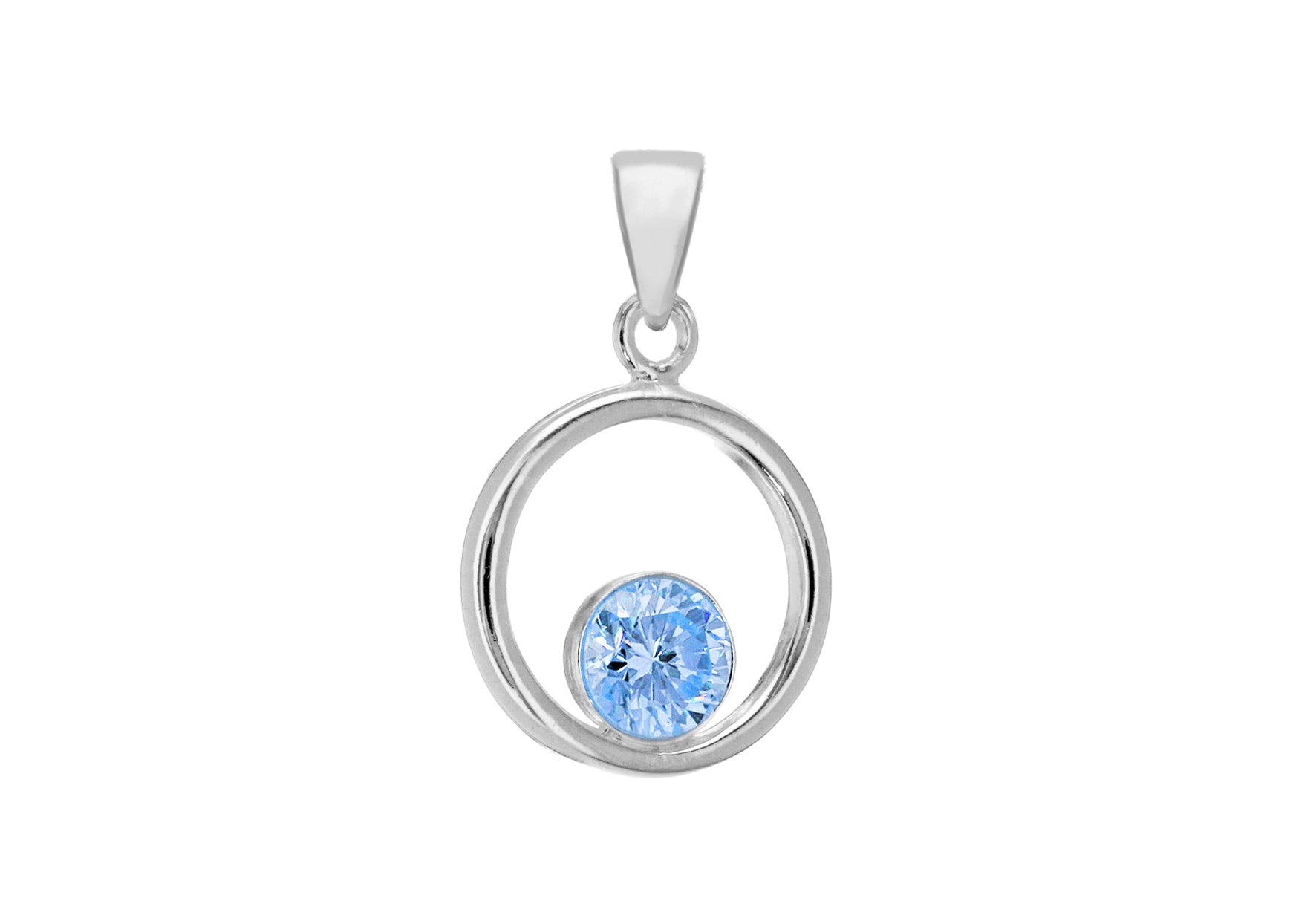 Sterling Silver Blue Zirconia 12.7mm Disc Pendant