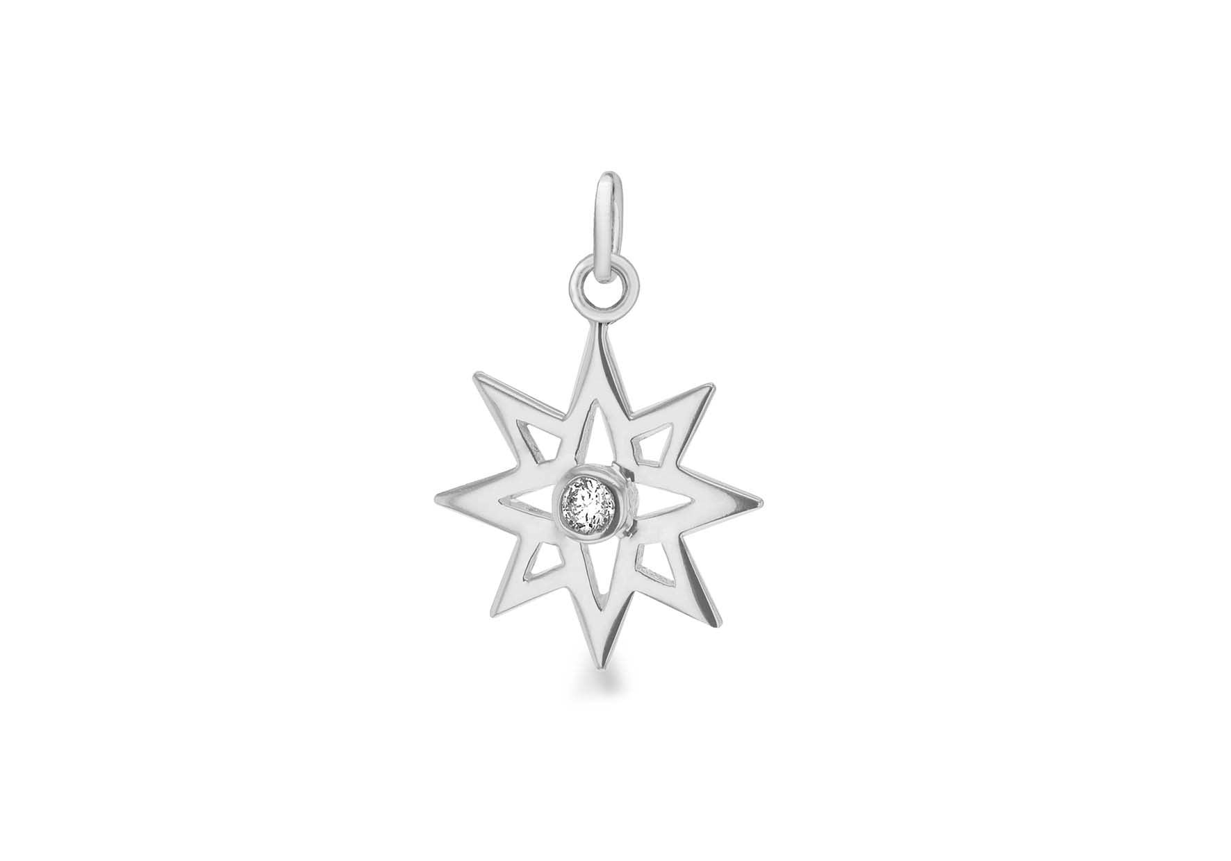 Sterling Silver Zirconia 14.9mm x 21.5mm CutoCut-Star Pendant