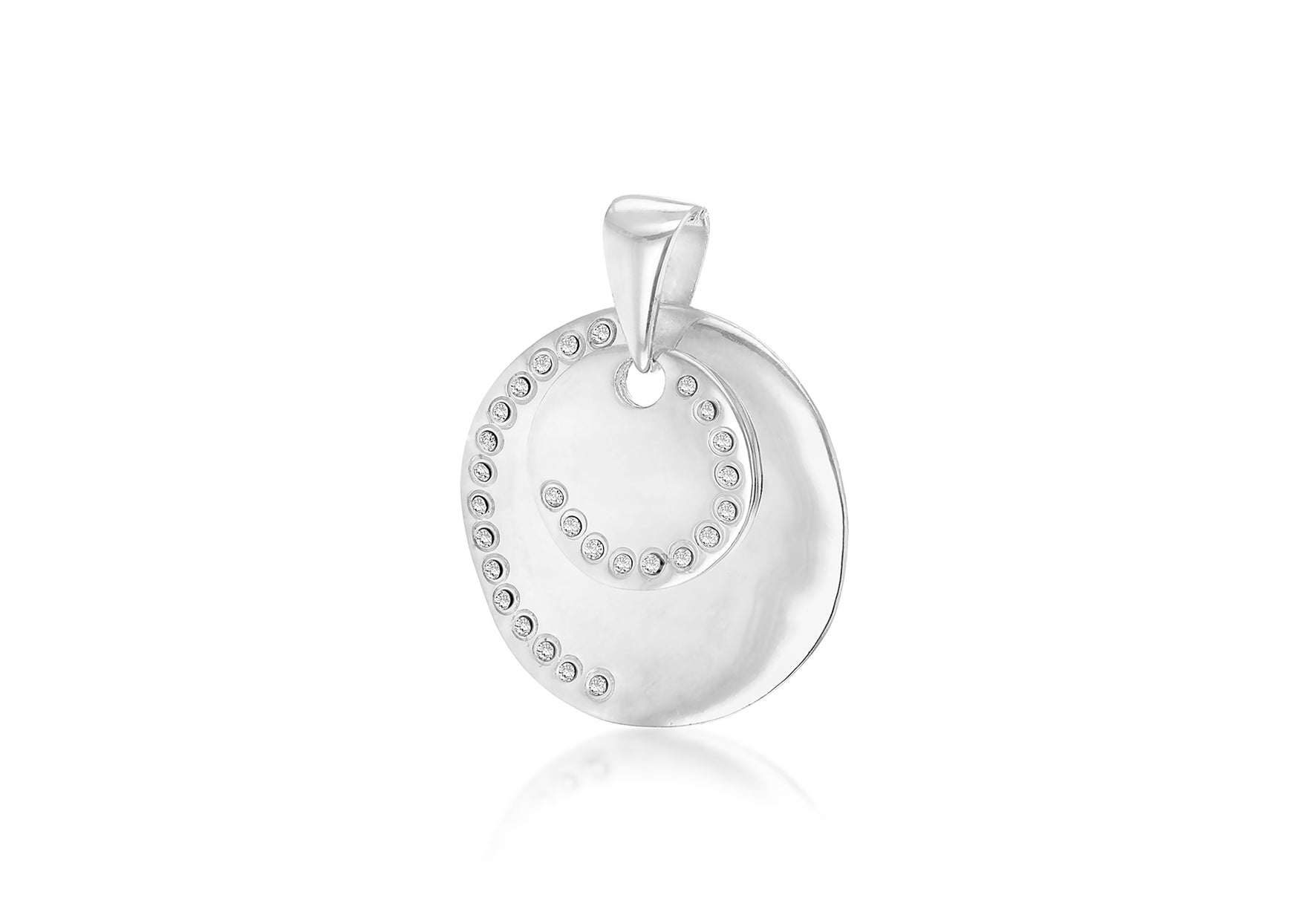 SILVER DOUBLE Zirconia Disc Pendant