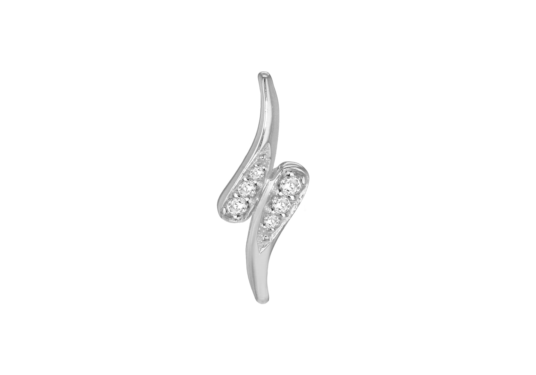 Sterling Silver Zirconia 7.9mm x 24.6mm Double Tapered Ellipsis Pendant