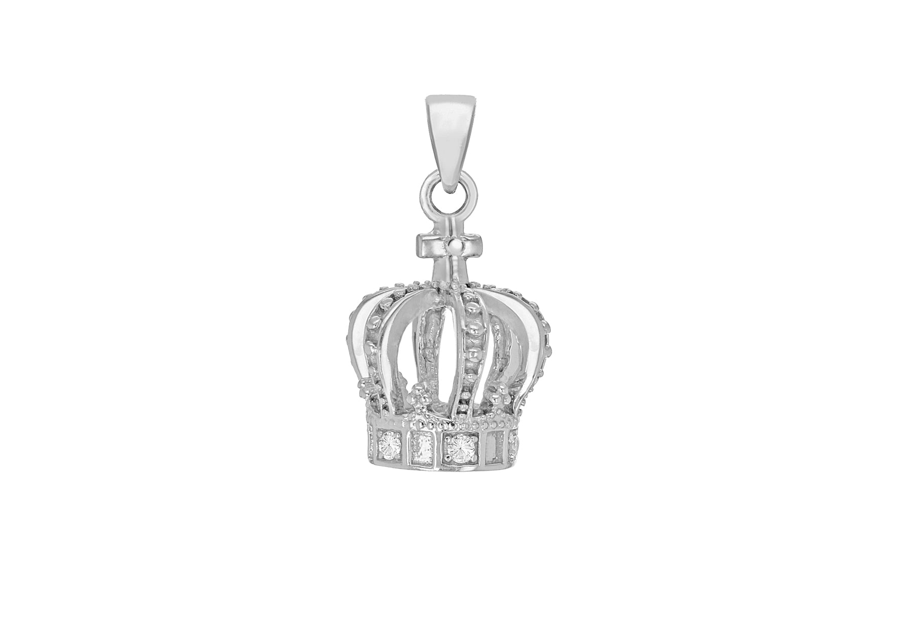 Sterling Silver Rhodium Plated Zirconia 14.4mm x 24.9mm rown Pendant