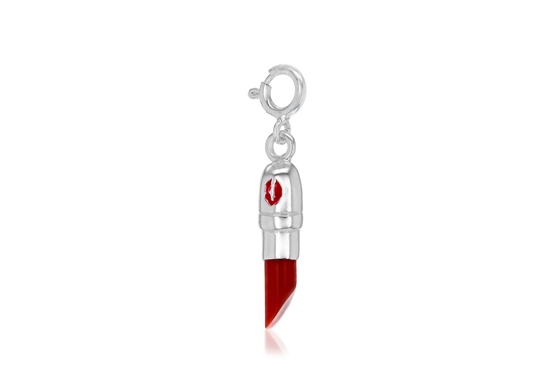 Sterling Silver Red Lipstick Lobster Clasp Charm