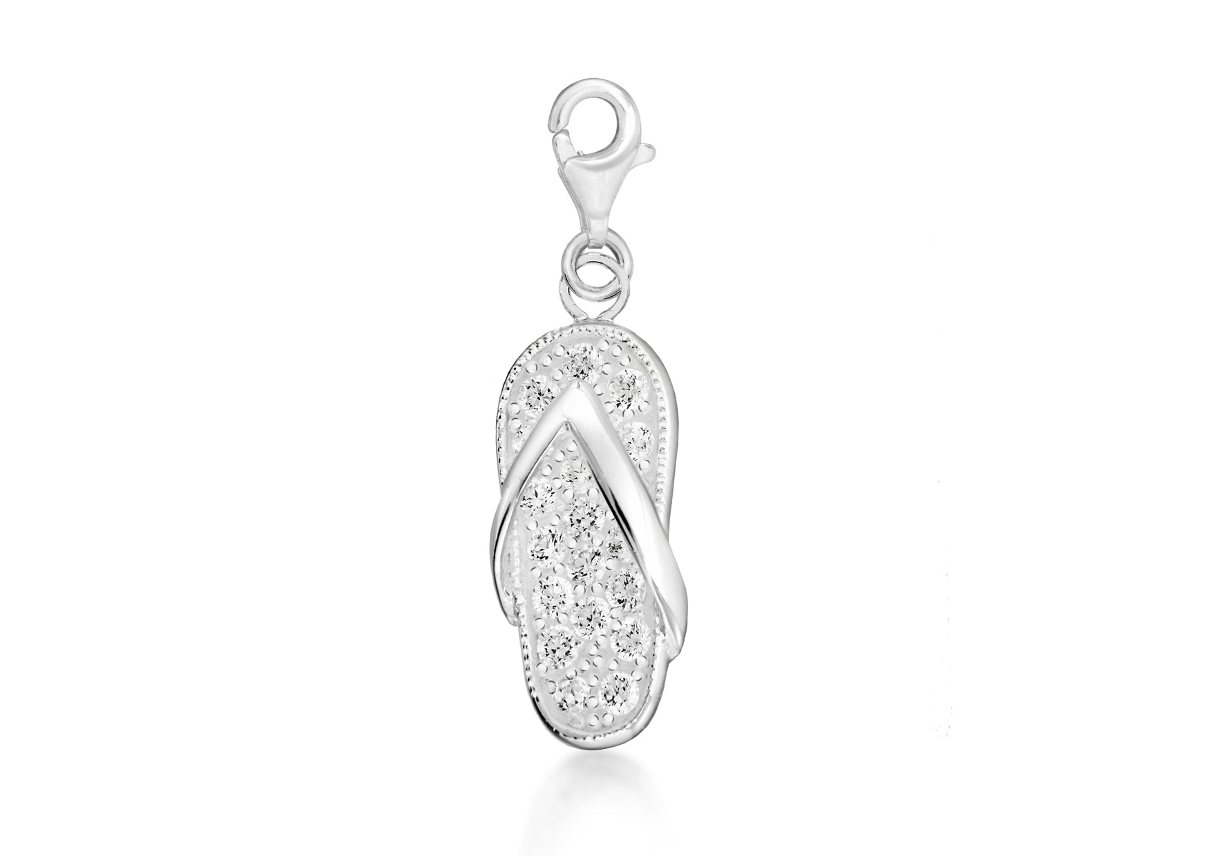 Sterling Silver Zirconia 8.6mm x 31.8mm Flip Flop Lobster-lasp Charm9