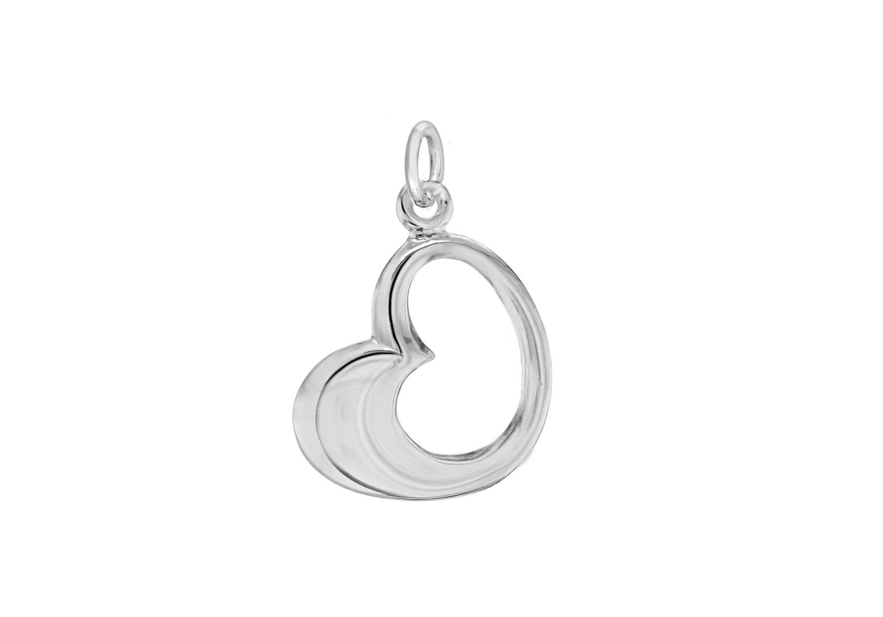 Sterling Silver Organic Open Heart Pendant