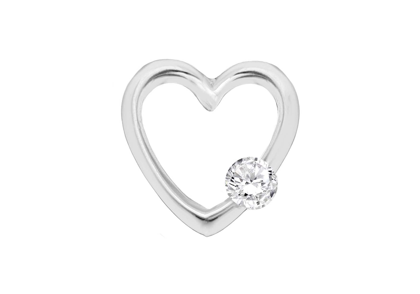 SILVER W/Zirconia OPEN HEART Pendant