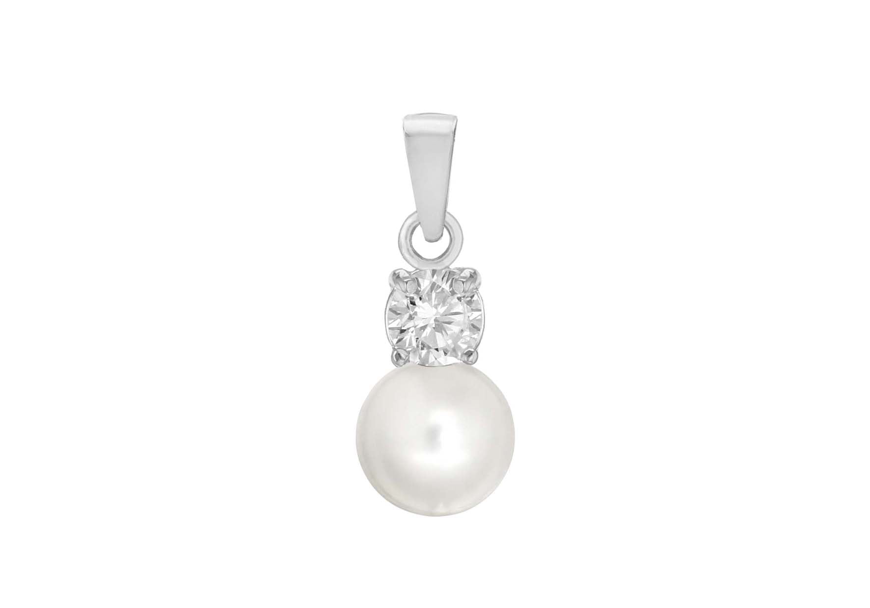SILVER PEARL & Zirconia Pendant