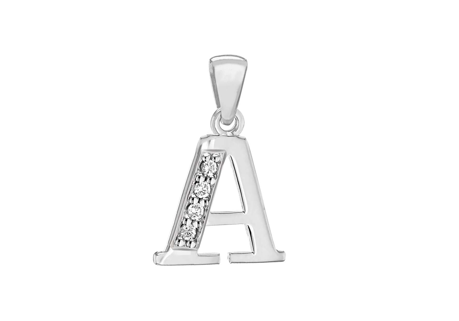 Sterling Silver Zirconia 10.5mm x 17.7mm 'A' Initial Pendant