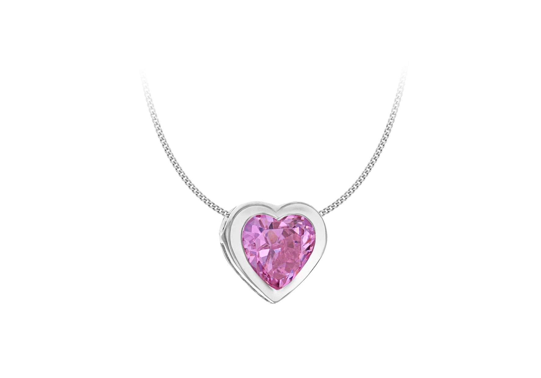 SILVER PINK Zirconia HEART Pendant