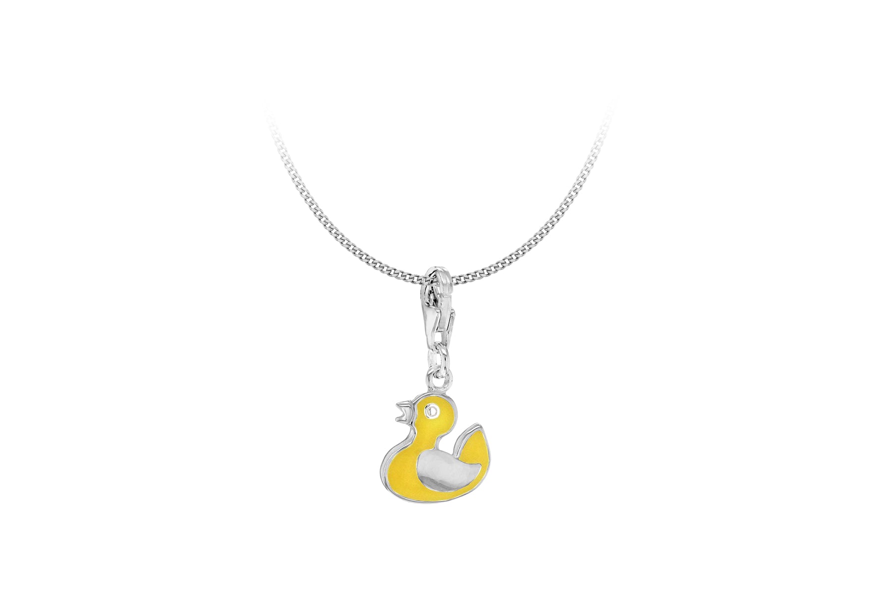 Sterling Silver Enamel Duck Lobster Clasp Charm