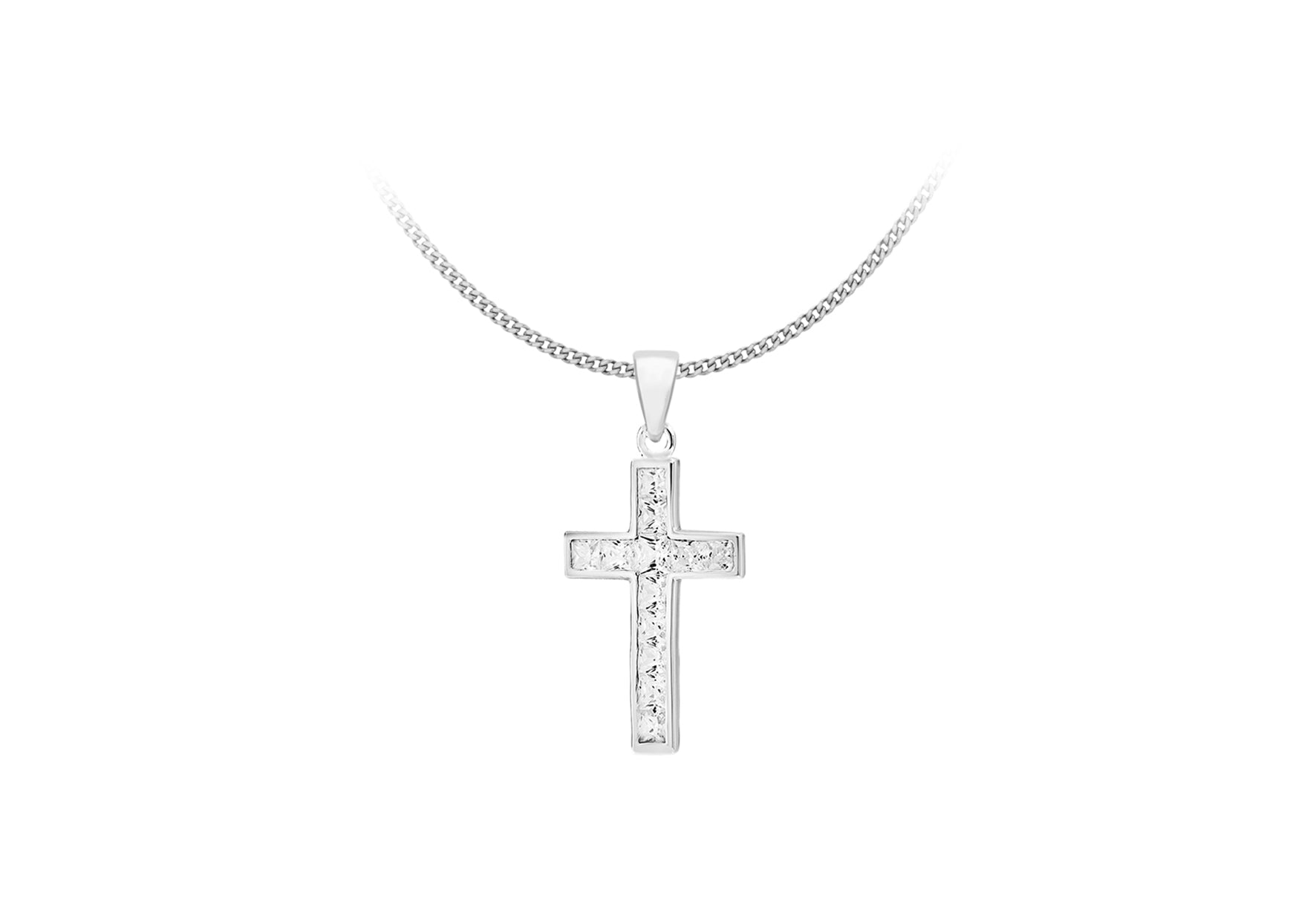 Sterling Silver Zirconia Cross Pendant
