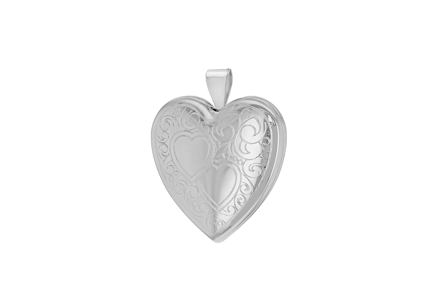 Sterling Silver 24mm Etched Heart Locket