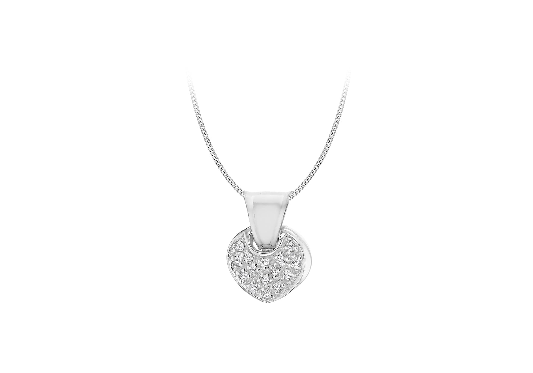 SILVER Zirconia  PAVA HEART Pendant