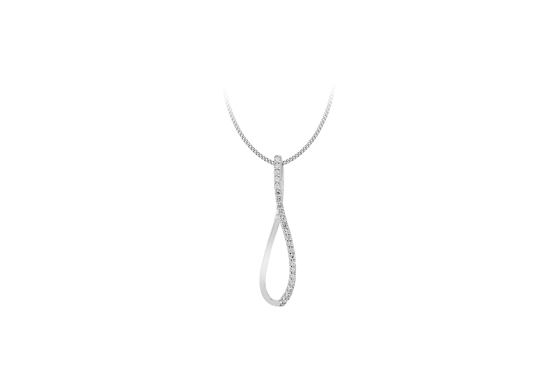 Sterling Silver Zirconia Twist Teardrop Pendant