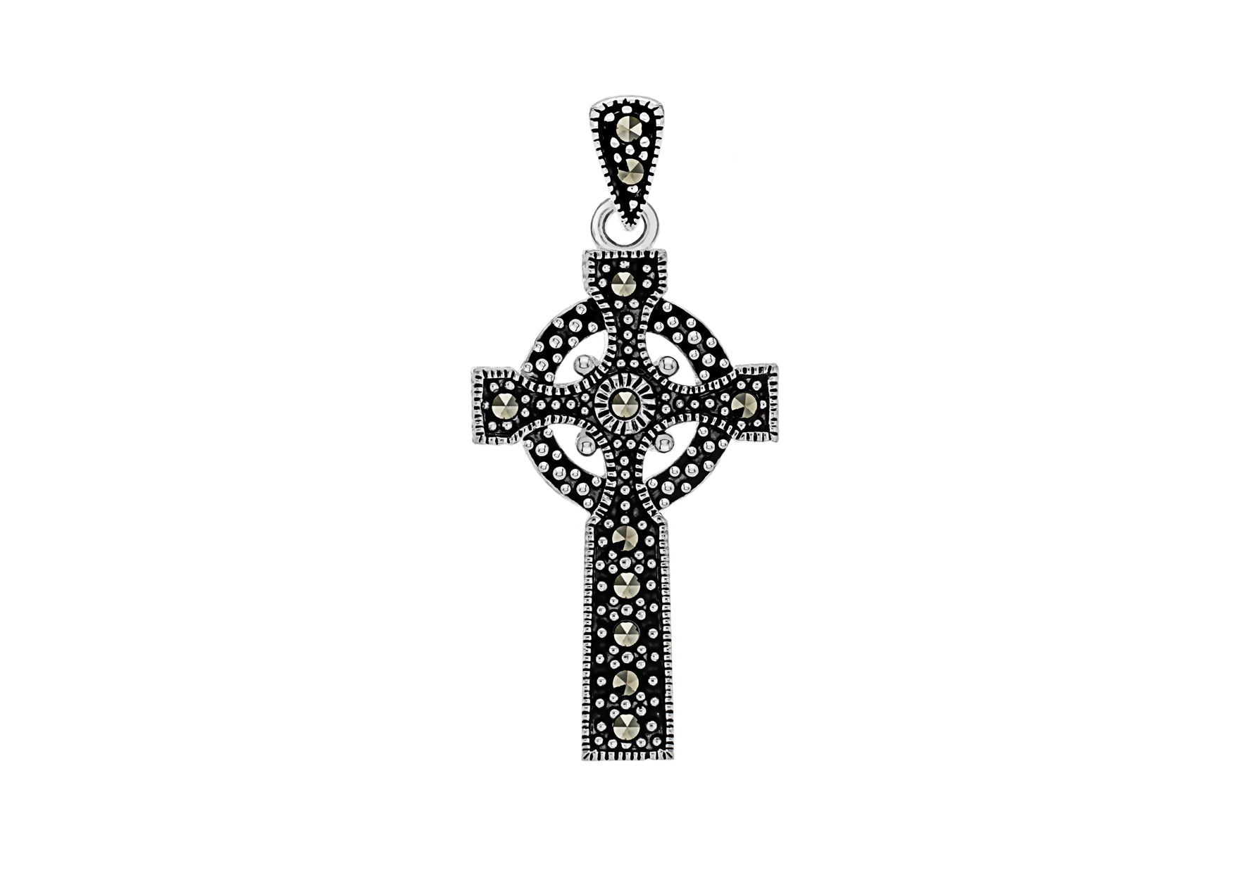 Sterling Silver Marcasite Celtic Cross Pendant