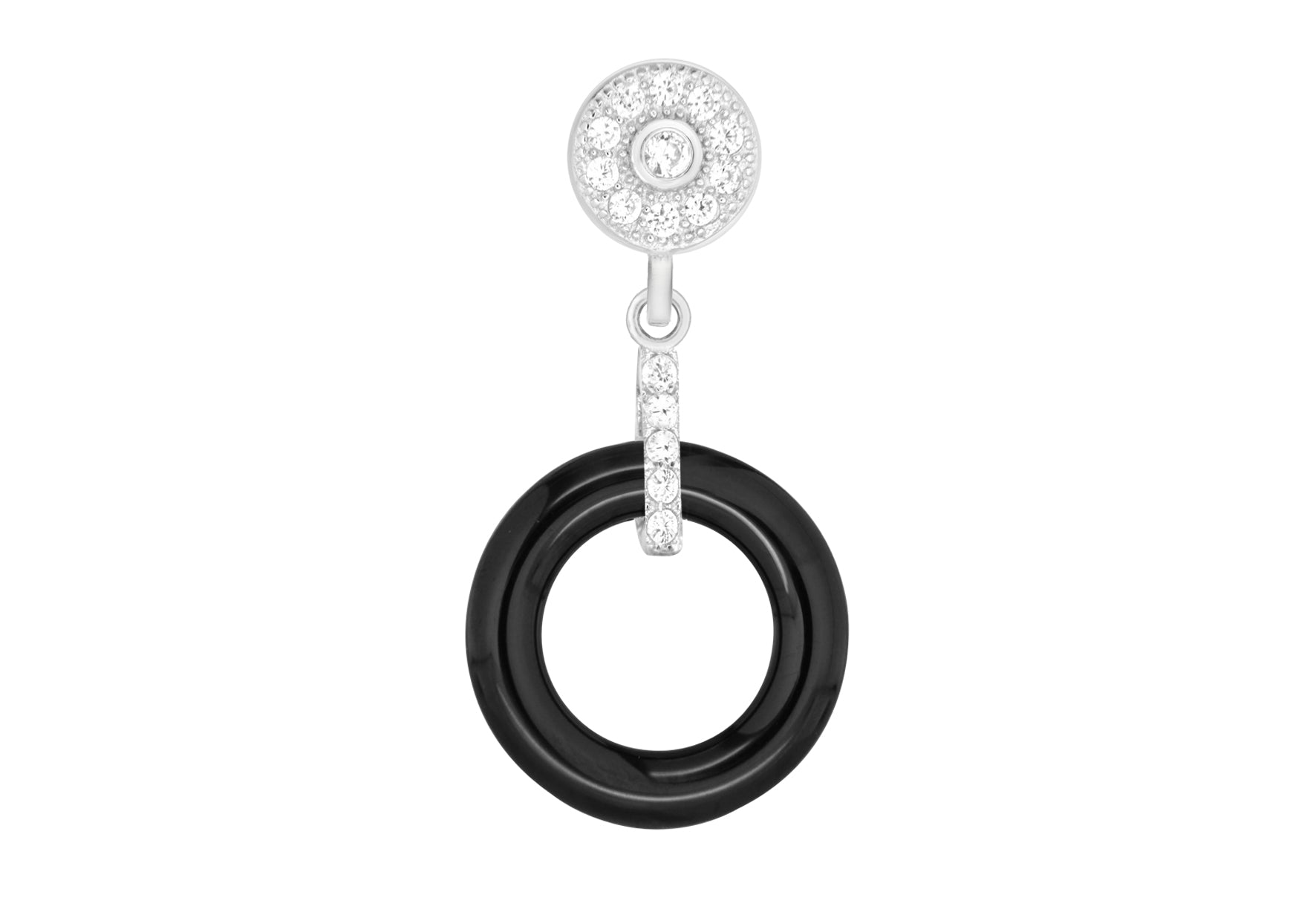 Sterling Silver Rhodium Plated Black Ceramic Zirconia Cluster Pendant