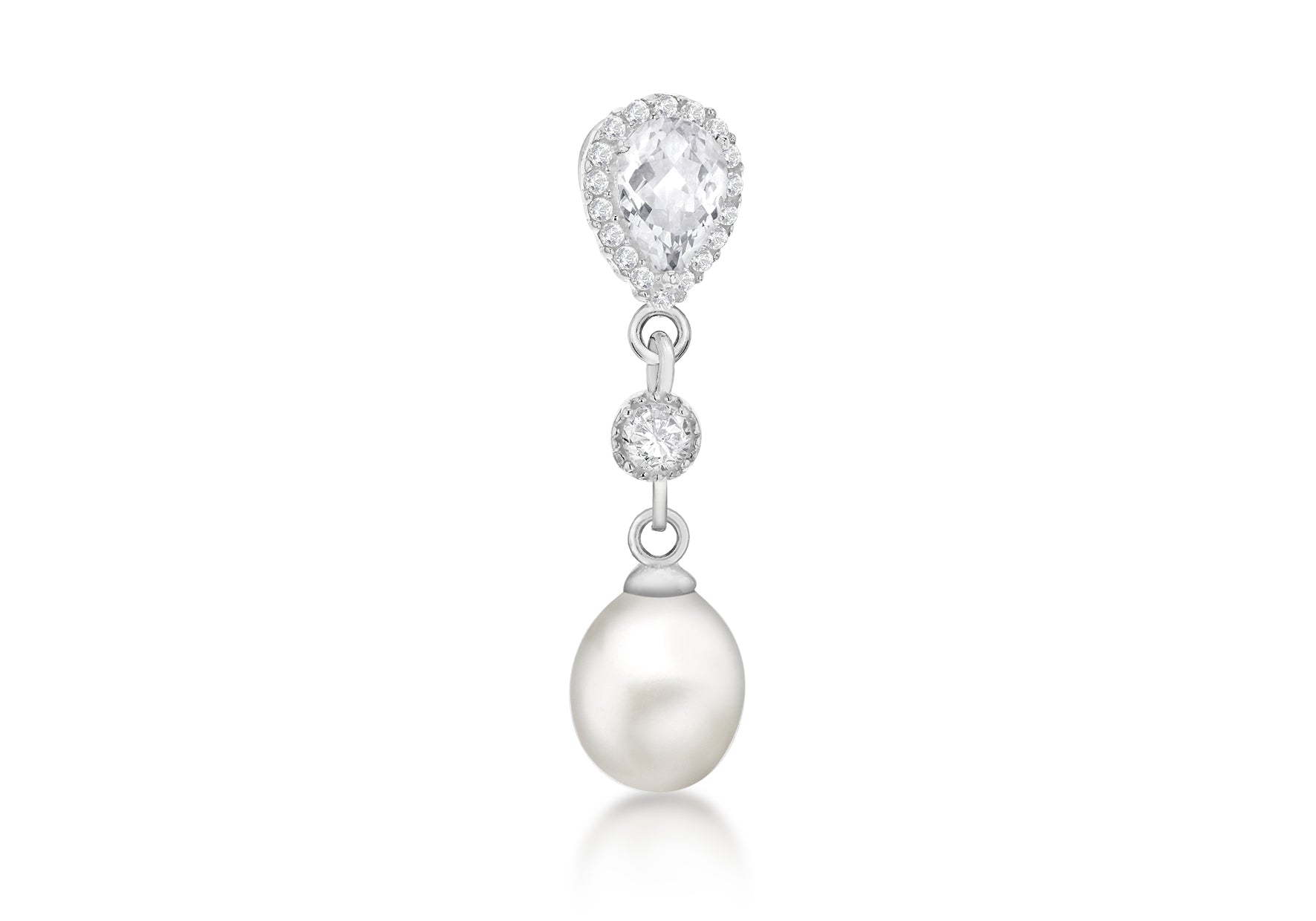 Sterling Silver Zirconia and Fresh Water Pearl Slider Pendant