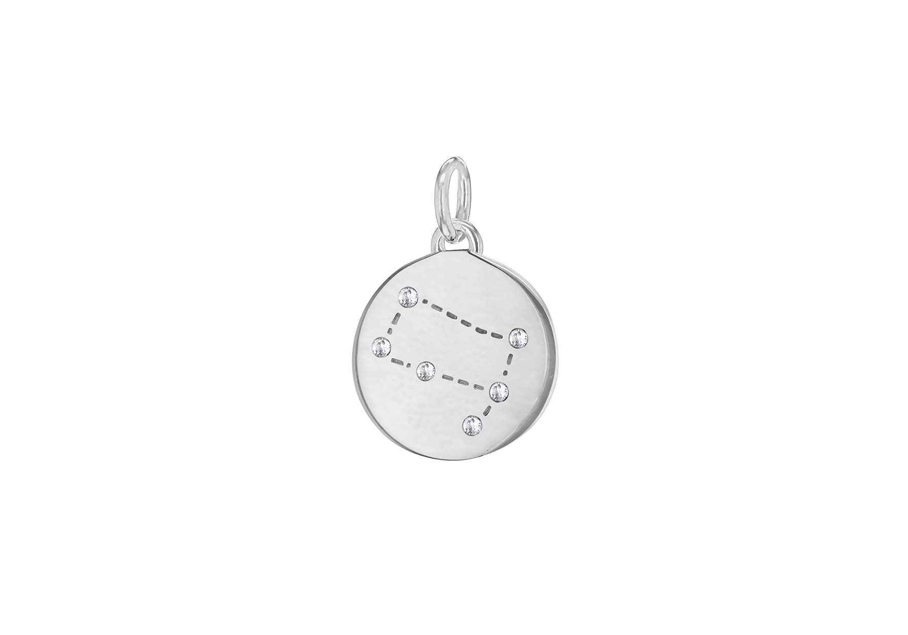 Sterling Silver Zirconia 12mm x 18.5mm Gemini Constellation Disc Pendant