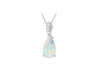Sterling Silver Opal and White Zirconia Pear Drop Pendant