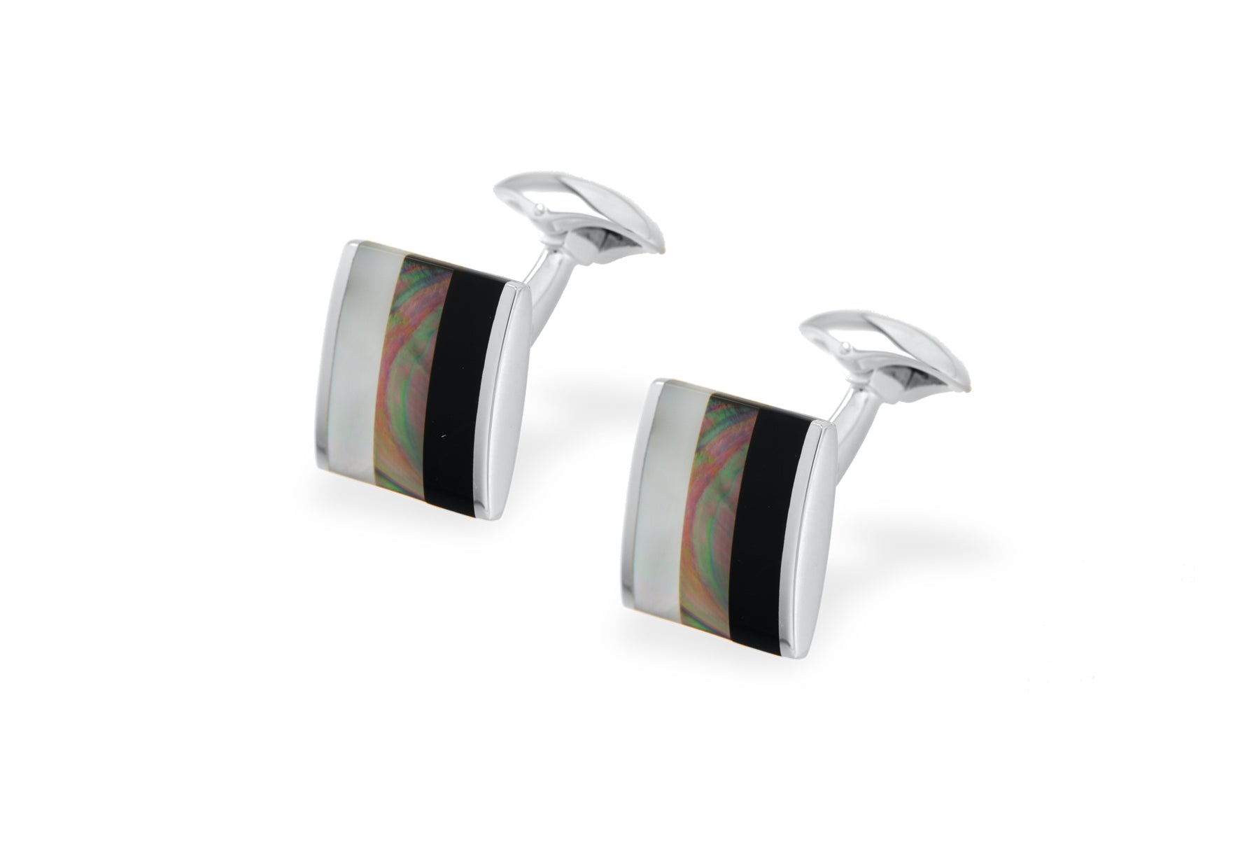 Sterling Silver White & Grey Onyx Link Cufflinks