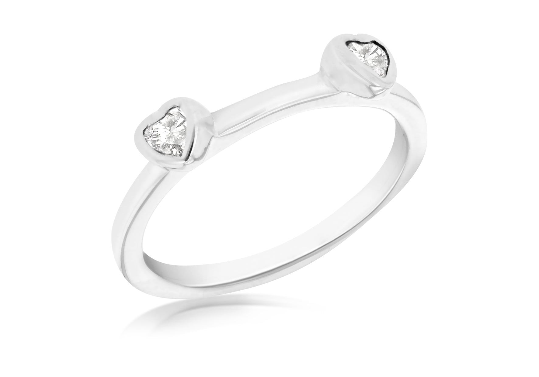 SILVER DBL W/Zirconia HEART S Ring