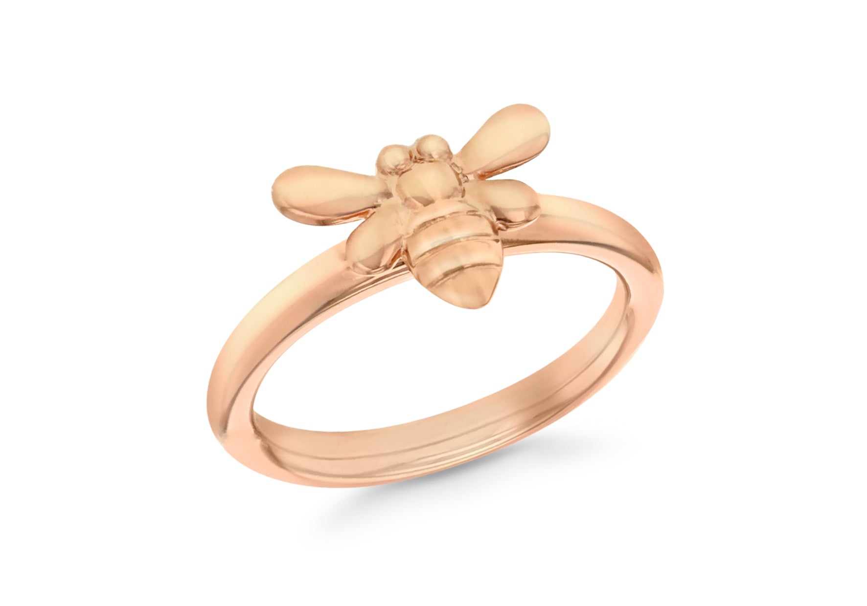 Sterling Silver Rose Gold Plated Oxidised Bee Stacking Ring