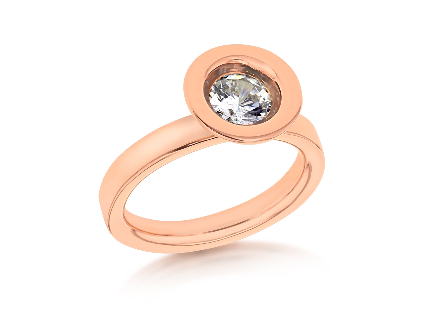 Sterling Silver Rose Gold Plated Round White Zirconia Stacking Ring