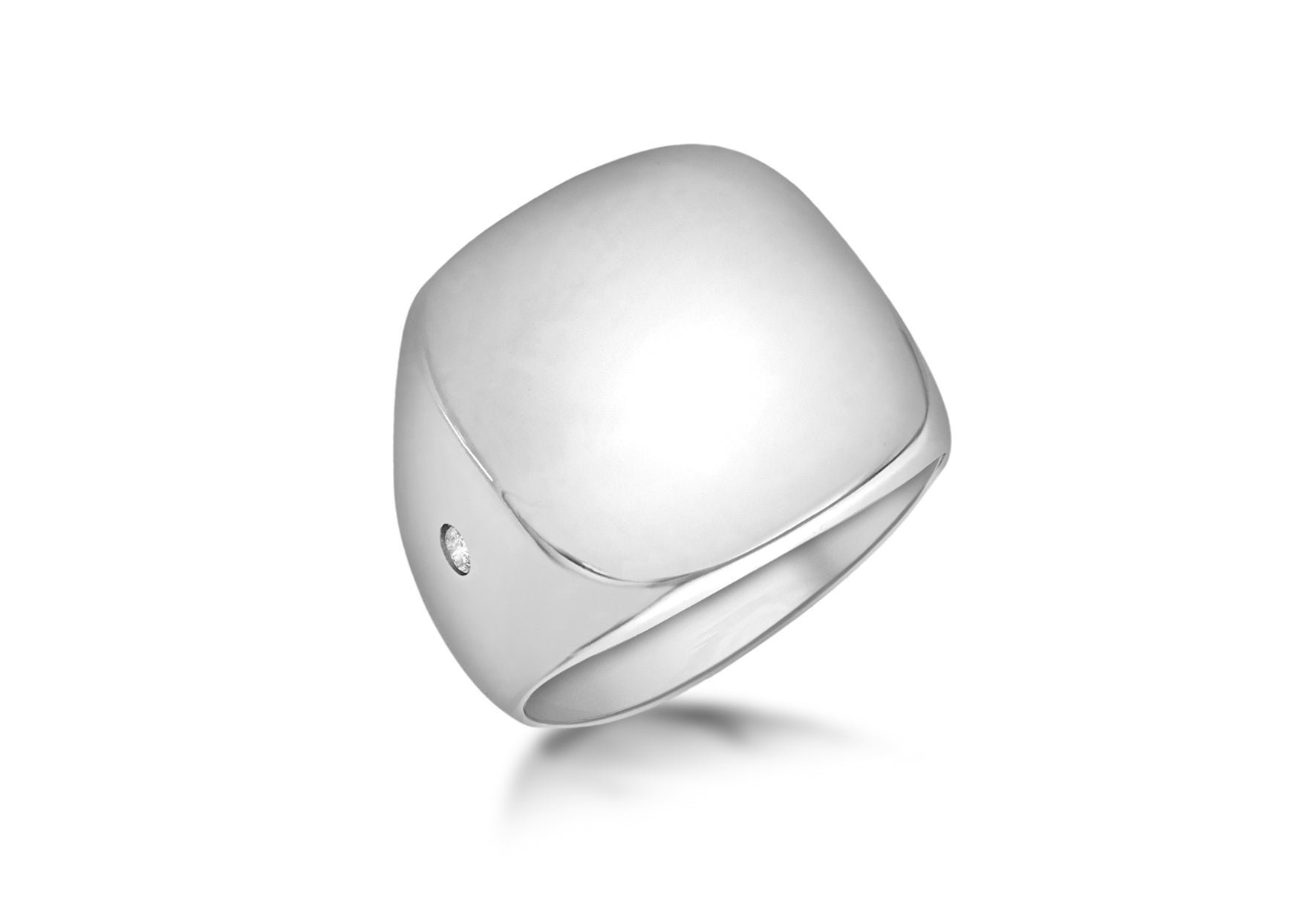 Sterling Silver Rhodium Plated Zirconia Square Signet Ring