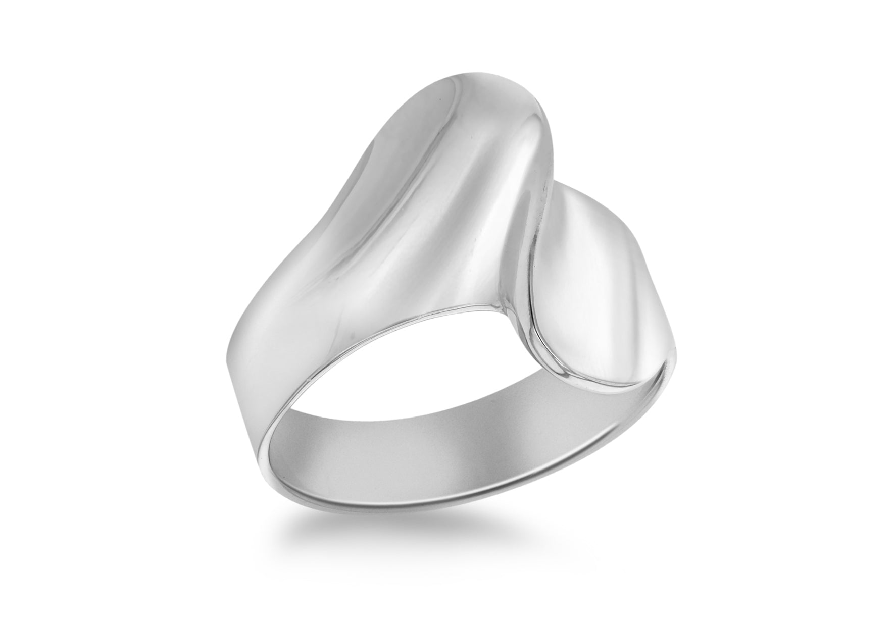 Sterling Silver Rhodium Plated Concave Ring