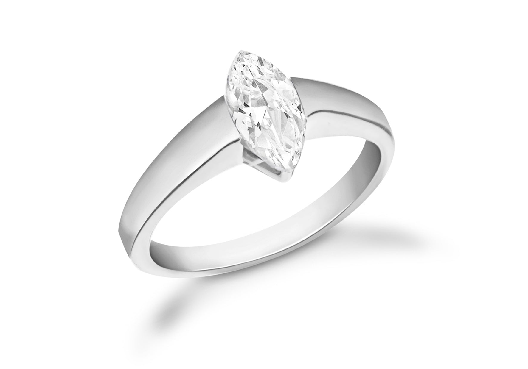 Sterling Silver White Zirconia Stone Set Marquise Ring