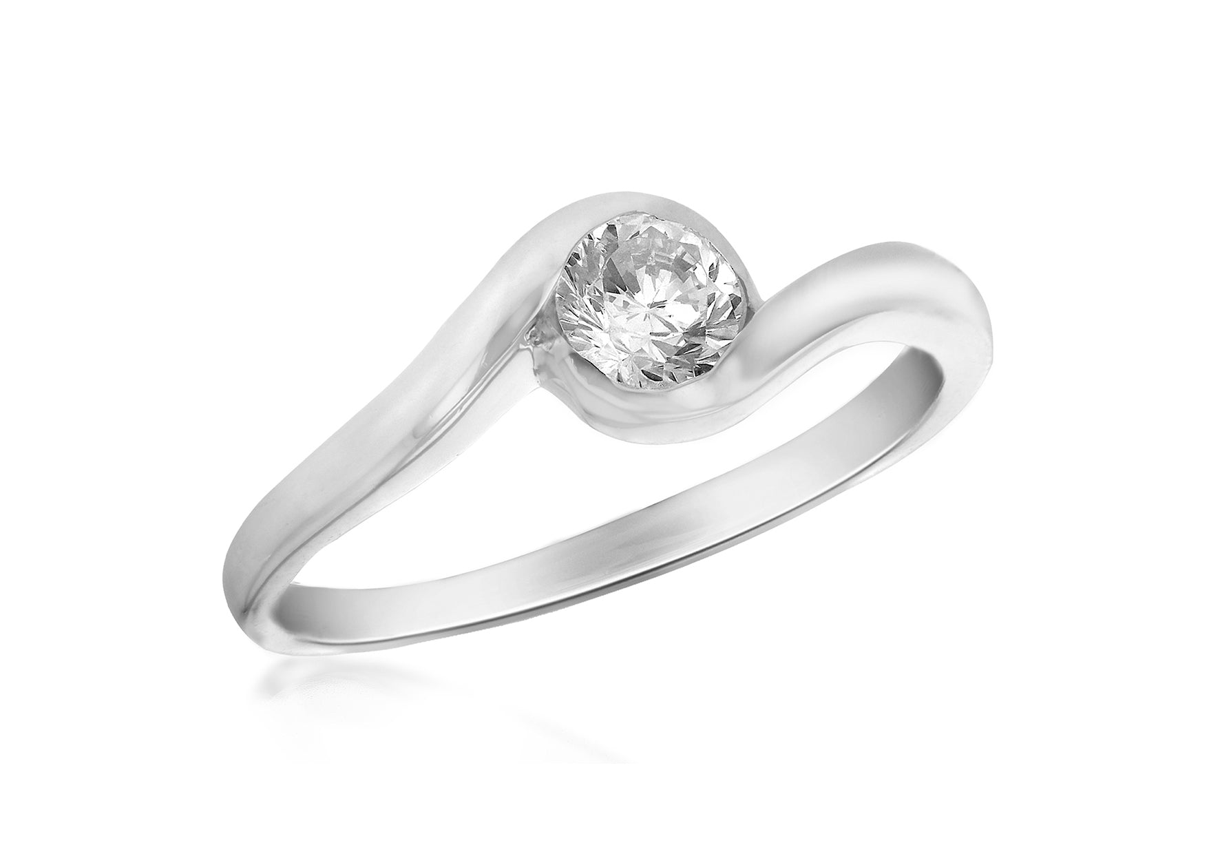 Sterling Silver White Zirconia Stone Set Crossover Ring