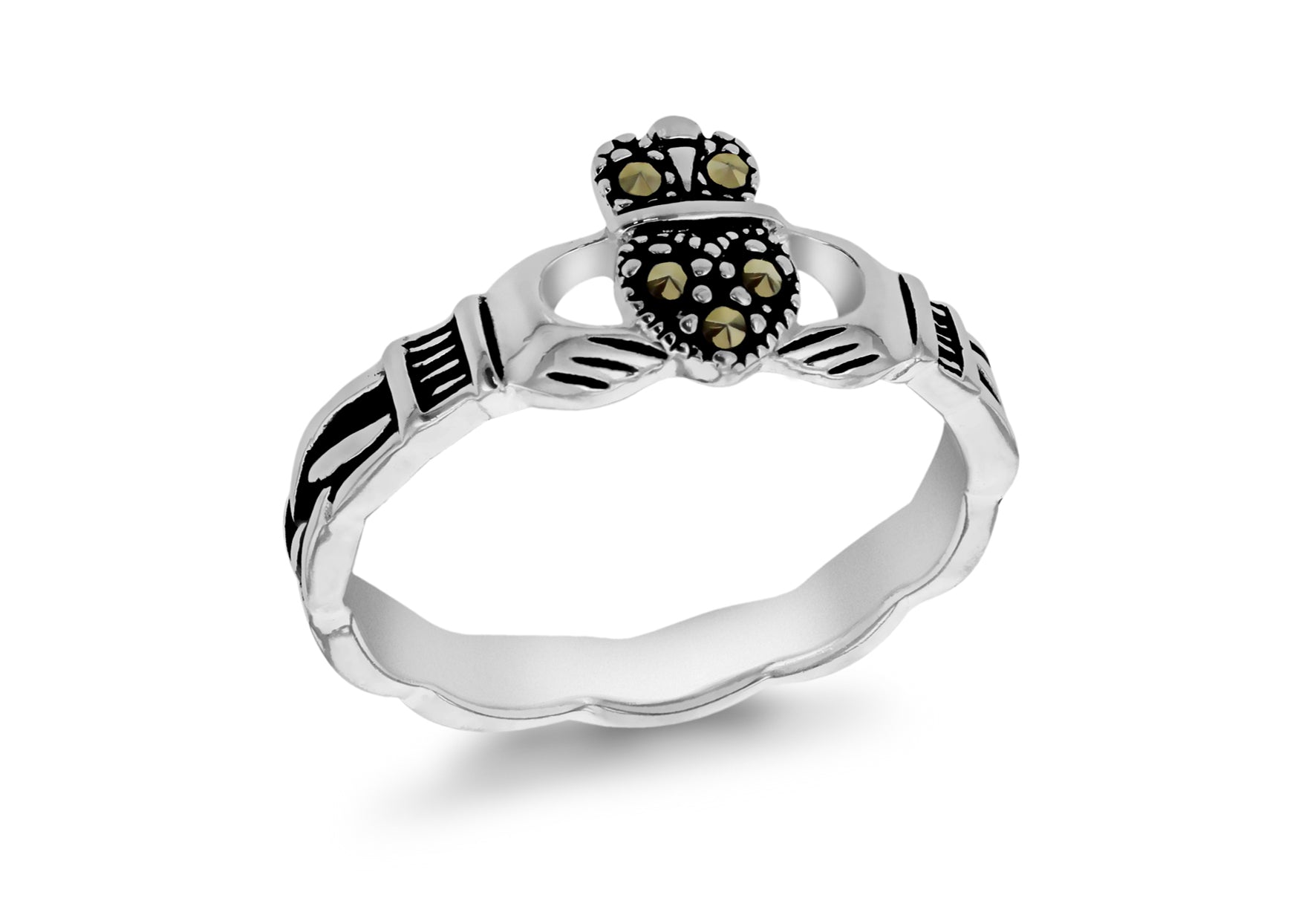 Sterling Silver March Claddagh Ring