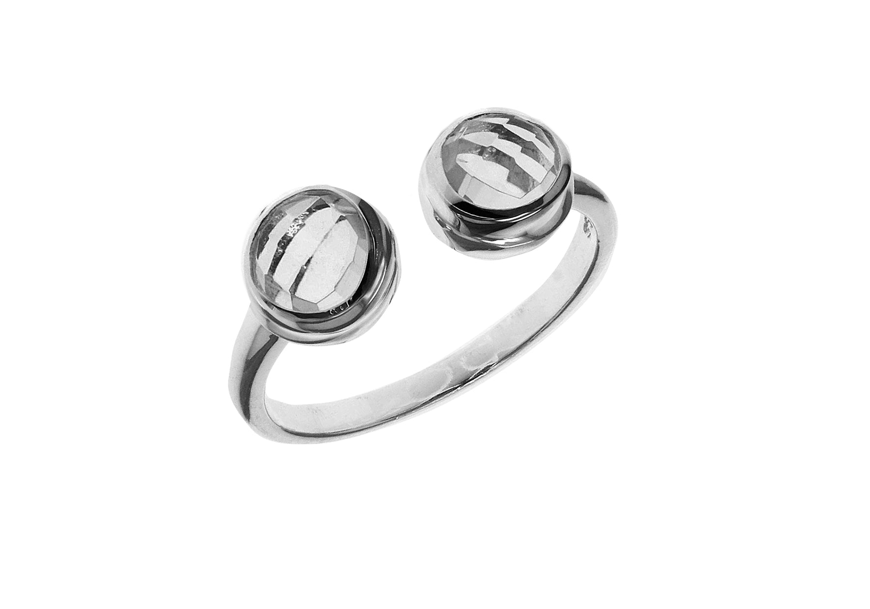 Sterling Silver White Crystal Faceted Torque Ring