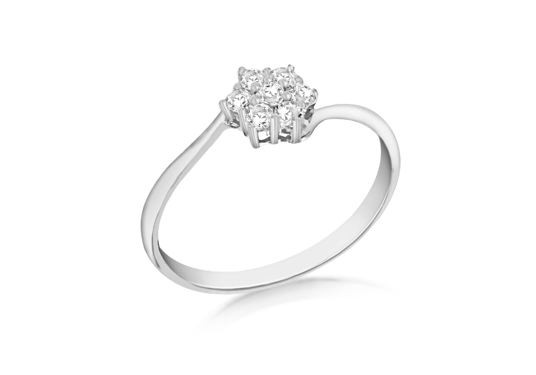 Sterling Silver Rhodium Plated Zirconia Cluster Ring