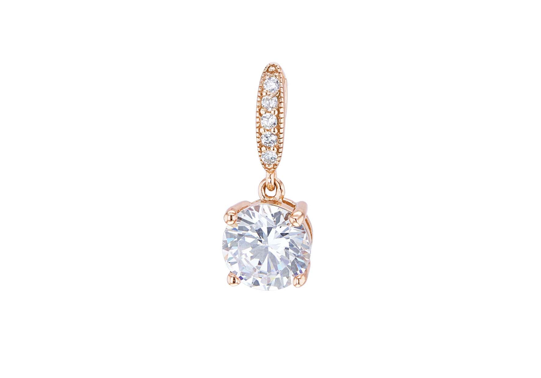 SILVER RP 8MM ROUND Zirconia Pendant