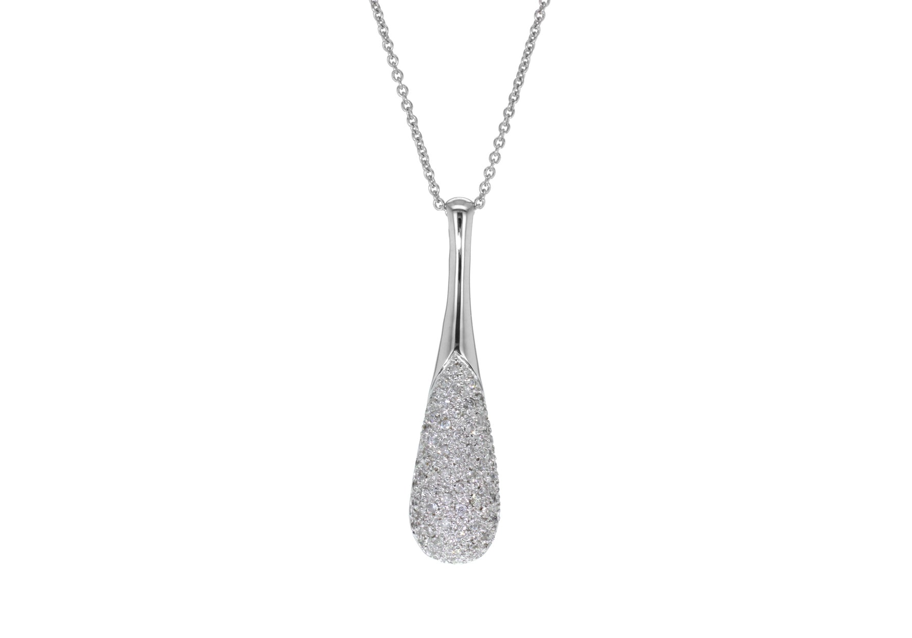 18ct White Gold 0.38ct Diamond Teardrop Pendant Necklace