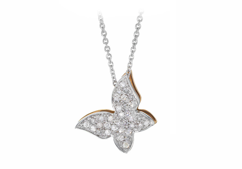 18ct White Gold 0.24ct Diamond Butterfly Necklace