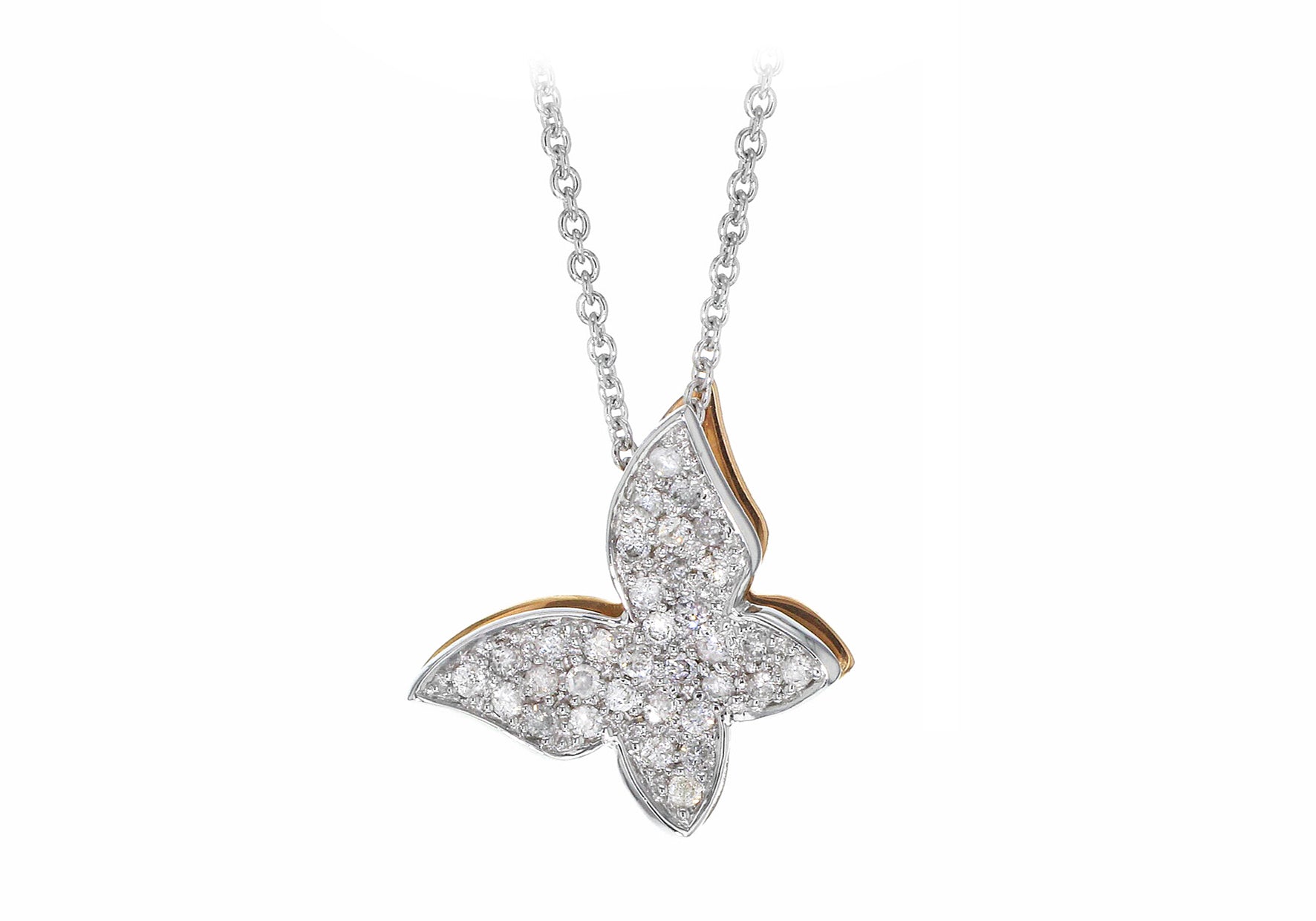 18ct White Gold 0.24ct Diamond Butterfly Necklace