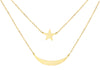 9ct Yellow Gold Moon and Star Layer Necklace