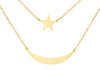 9ct Yellow Gold Moon and Star Layer Necklace