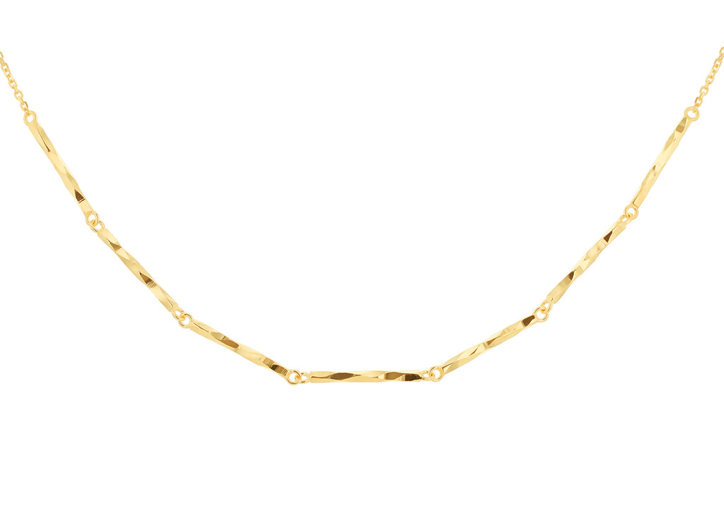 9ct Yellow Gold Diamond Cut Bar Necklace Chain